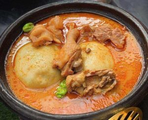 Fufu with meat soup